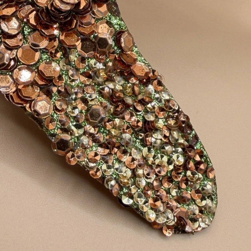 Large Glitter Dragonfly Clip Ornament Gold Sequin Green Sparkle Hanging Decor